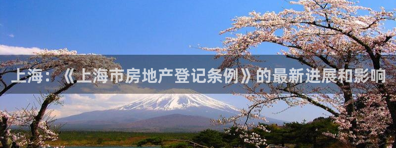 和记彩官网：上海：《上海市房地产登记条例》的最新进展和影响