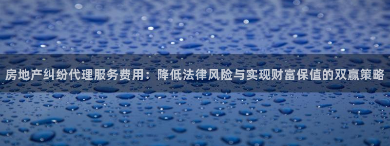 和记娱乐在线官网：房地产纠纷代理服务费用：降低法律风险与实现